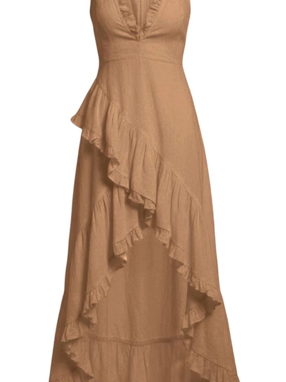 Amazon Women's Ruffle High-Low Maxi Dress - Camel New never worn
